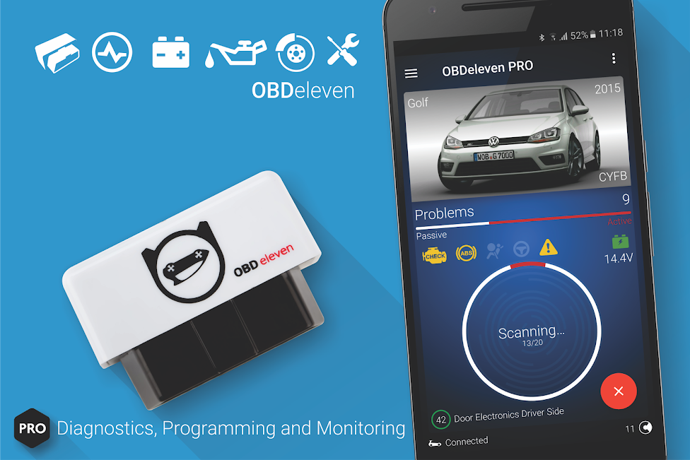 OBDeleven permette di eseguire diagnostica, programmazione e monitoraggio  per tutti i veicoli Audi, Volkswagen, Seat e Škoda