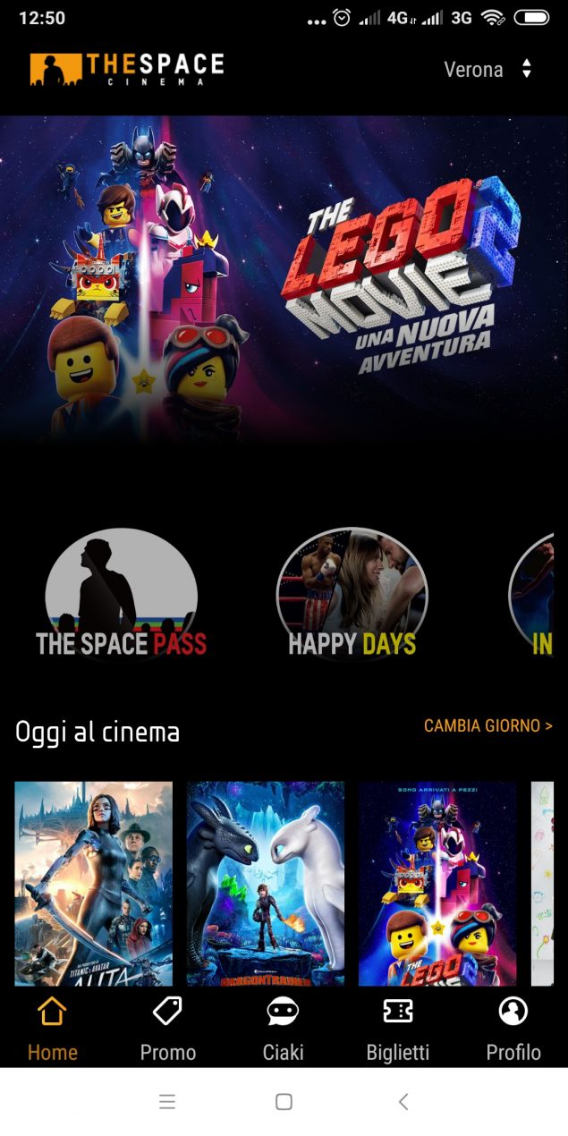 The Space Cinema consente di acquistare i biglietti digitali in modo