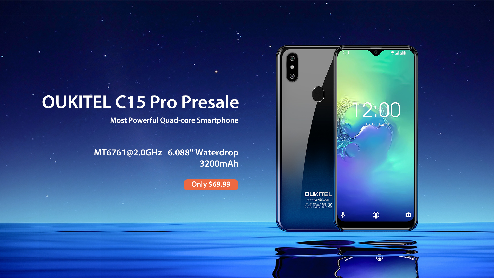 Custodia Flip Con Tessuto Oxford E Pelle PU Per Oukitel C15 Pro – Blu, Con Chiusura Magnetica E Tasche Portatessere