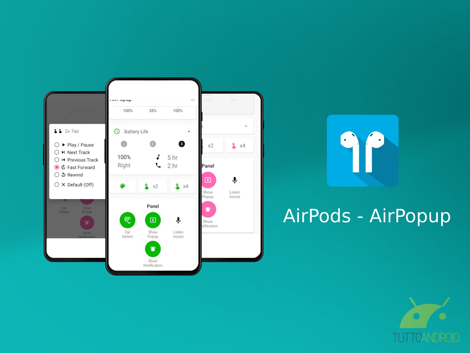 Arpods e AirPopup permettono di controllare gli auricolari Apple Airpods su Android