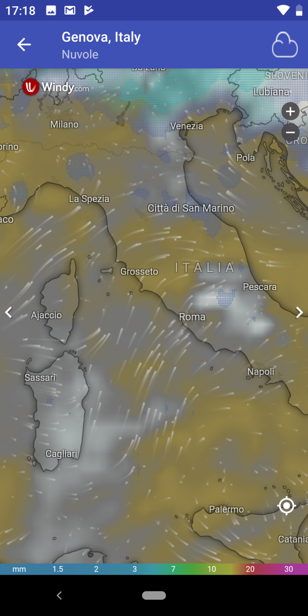 Previsioni del tempo Pro mostra il meteo nel mondo con un radar in