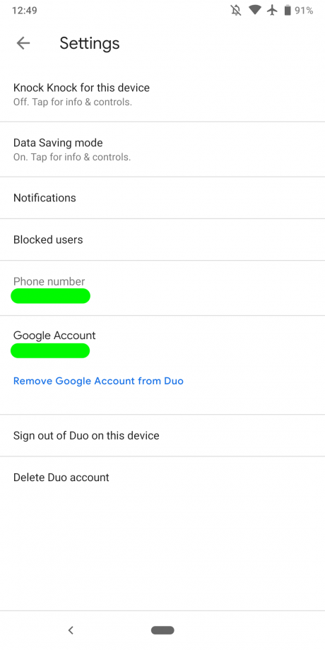 Google duo 57 settings