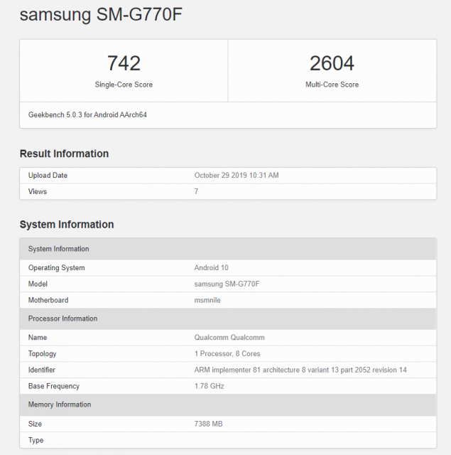 s10 lite geekbench