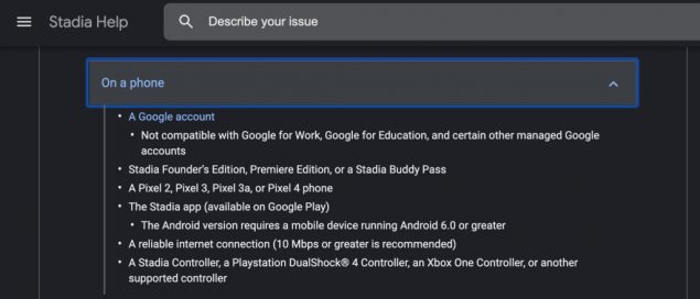 google stadia pixel 2 xl supporto controller