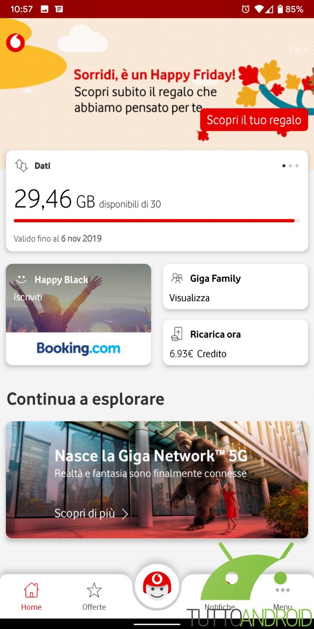myvodafone aggiornamento funzioni app