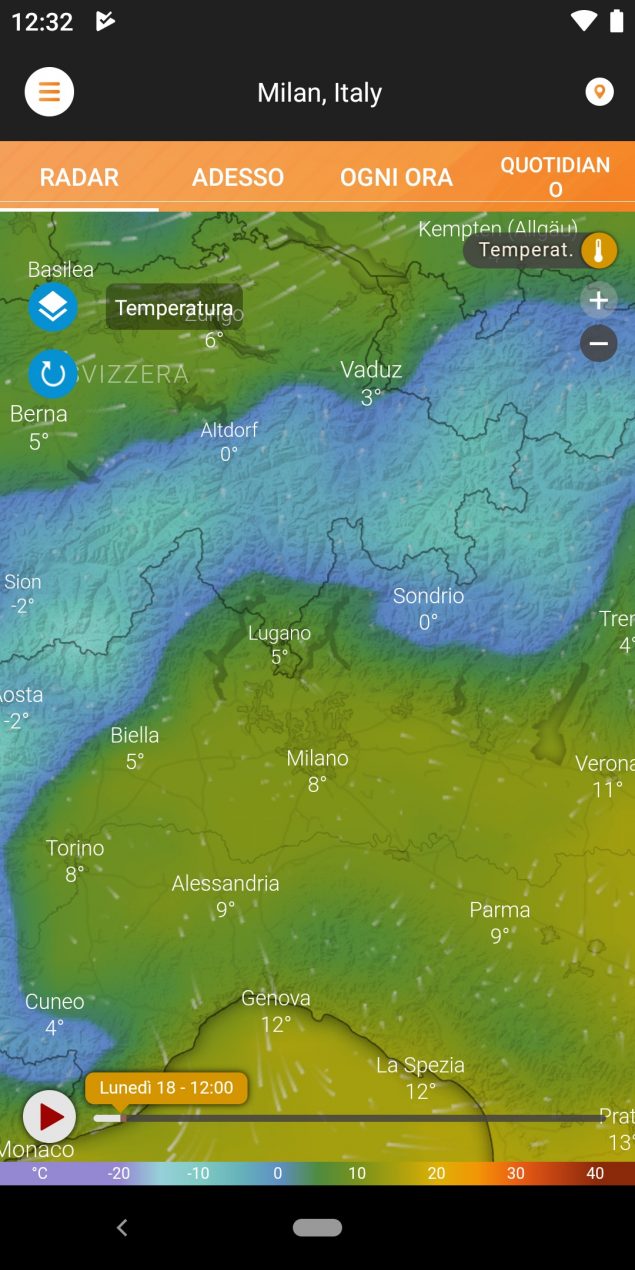 Weather Radar dà previsioni meteo dettagliate con avvisi e radar in