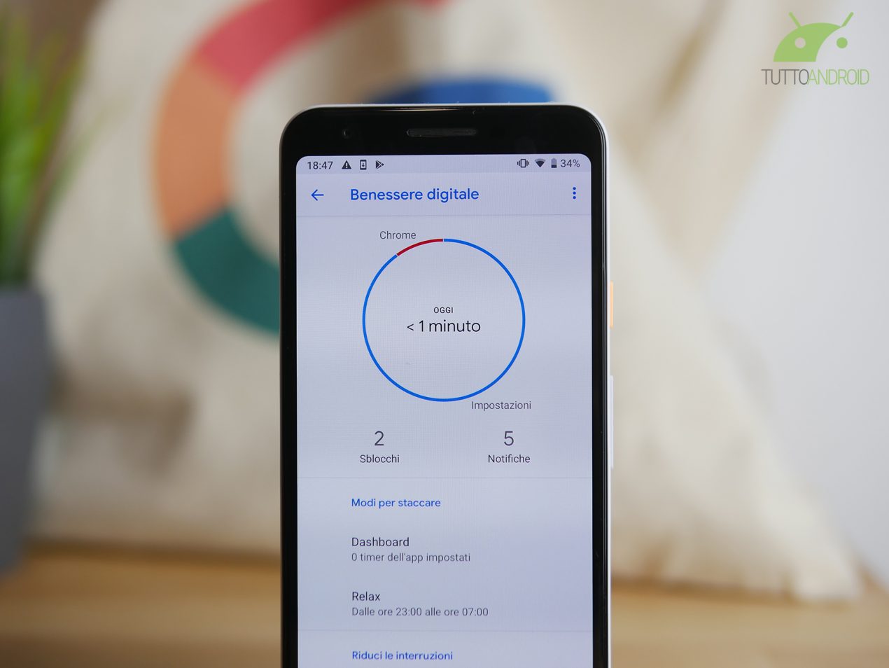 Benessere Digitale beta consente adesso di mettere in pausa per mezz'ora la modalità Relax