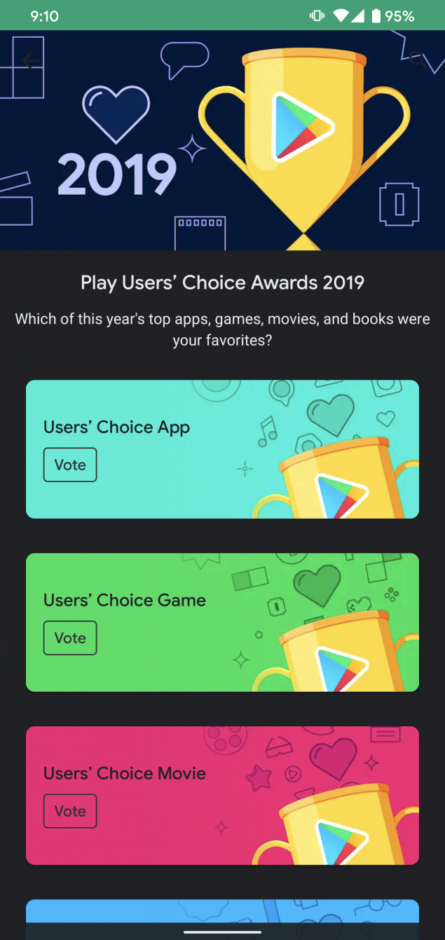 google play user choice awards 2019