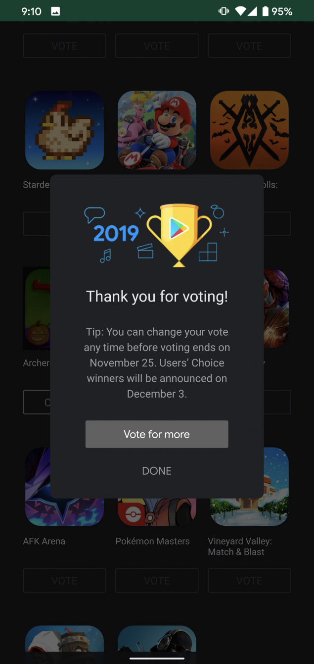 google play user choice awards 2019