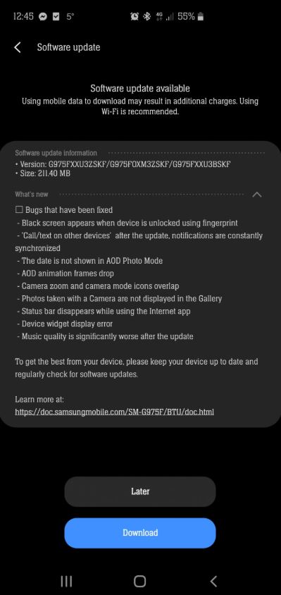 samsung galaxy s10 android 10 one ui 2.0 quinta beta pubblica