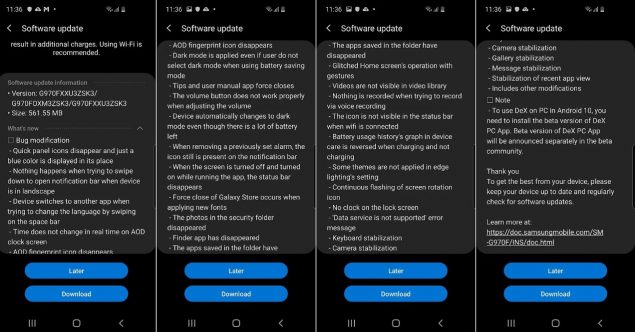 samsung galaxy s10 s10e s10+ android 10 one ui 2.0 terza beta