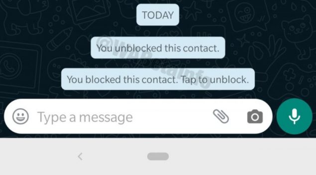 whatsapp beta contatti bloccati avviso