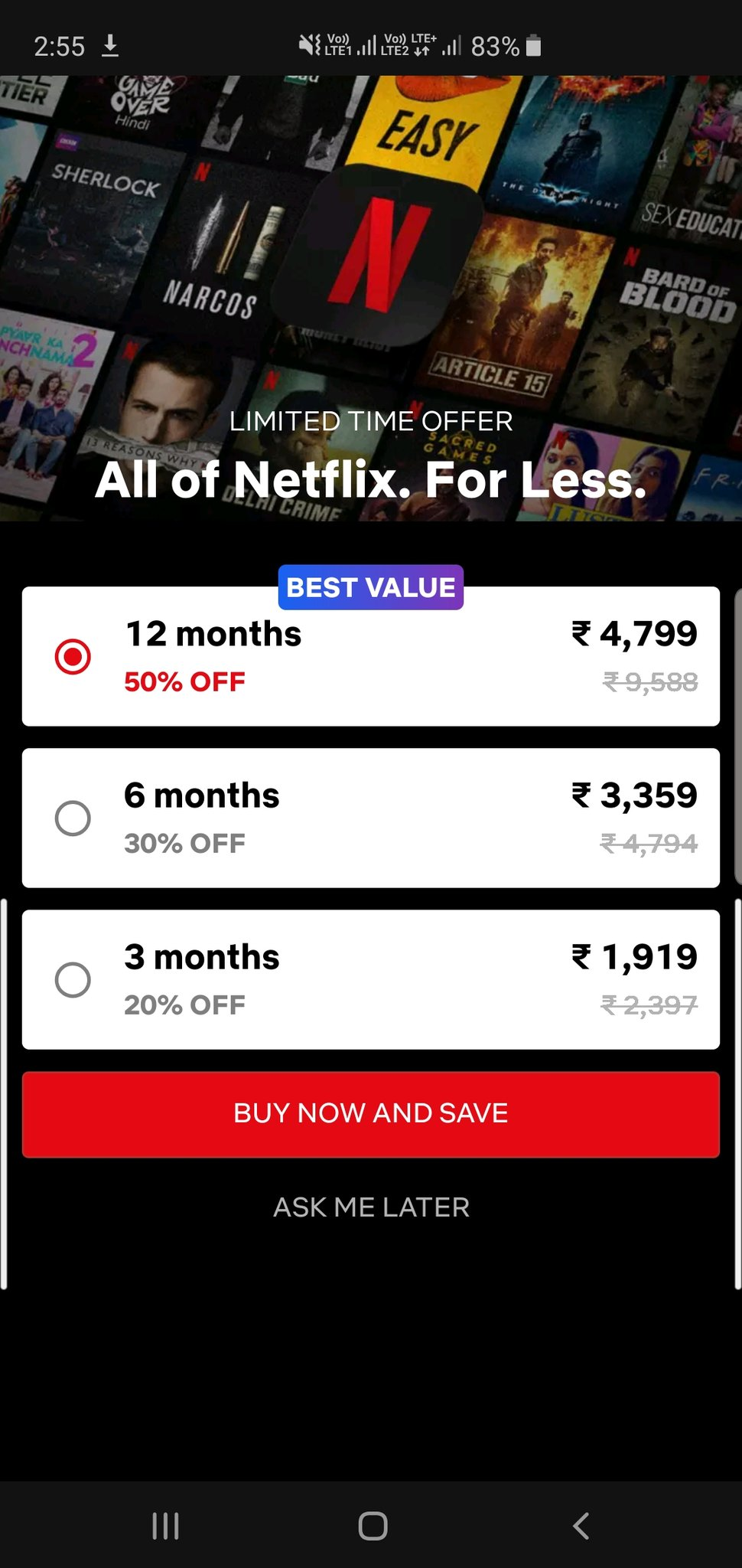 Abbonamento Netflix prepagato da 25€;