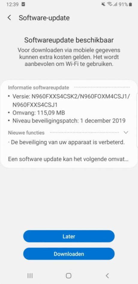 samsung galaxy a8 note 9 patch sicurezza dicembre 2019