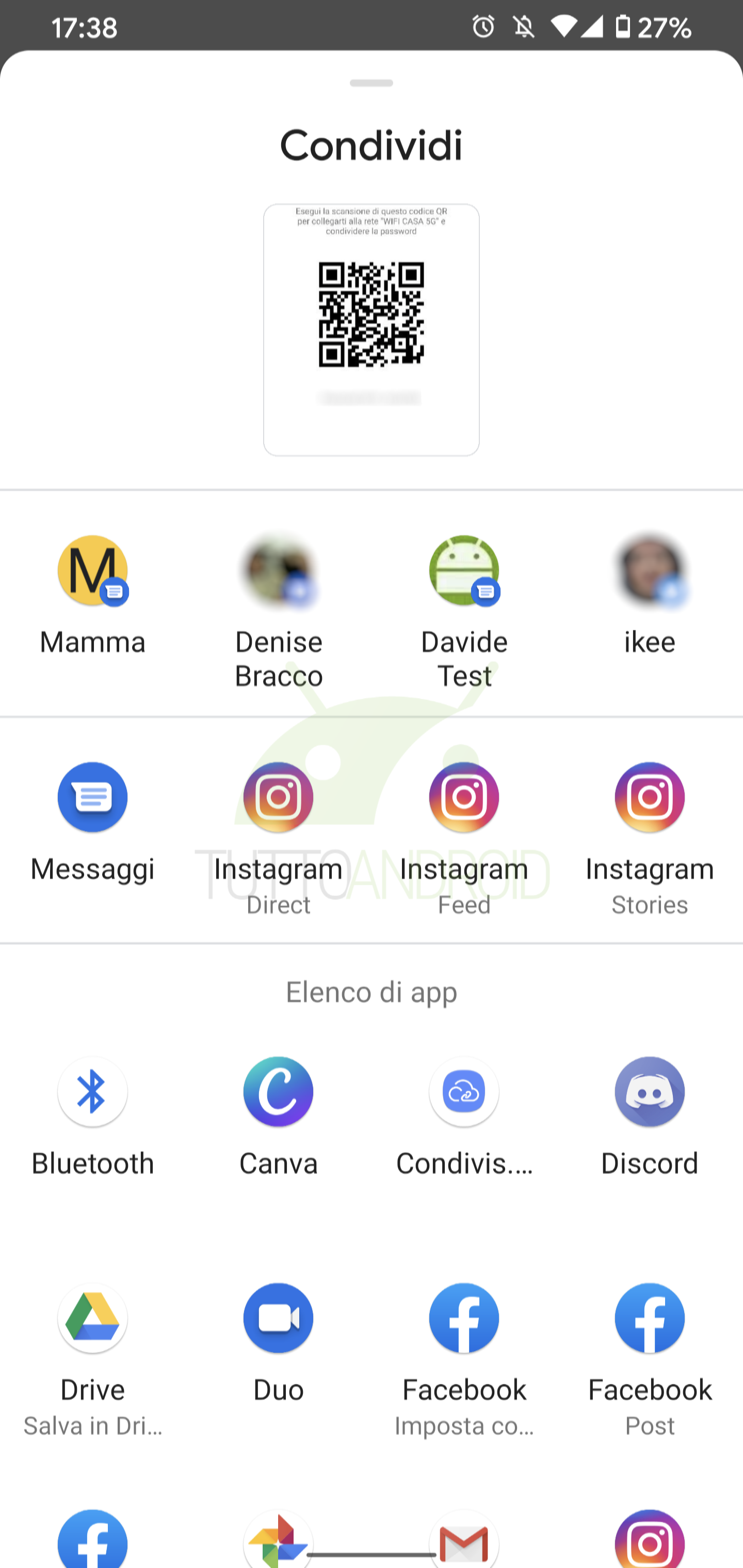 menu condivisione Android 10