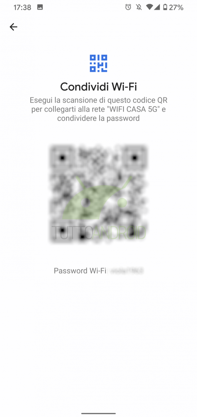 condivisione Wi-Fi con codice QR
