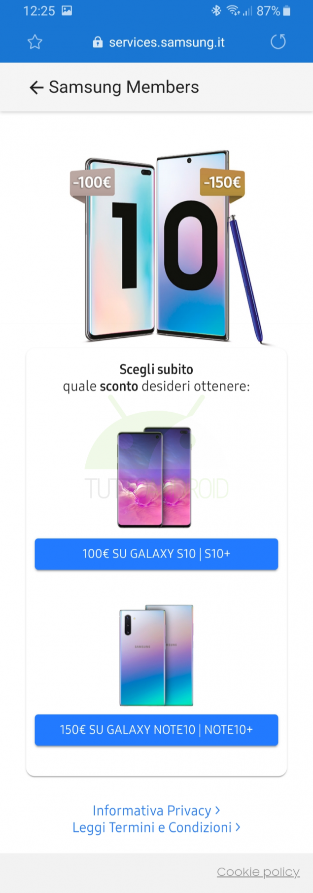 buono sconto Samsung Galaxy S10, S10+, Note 10 e Note 10+