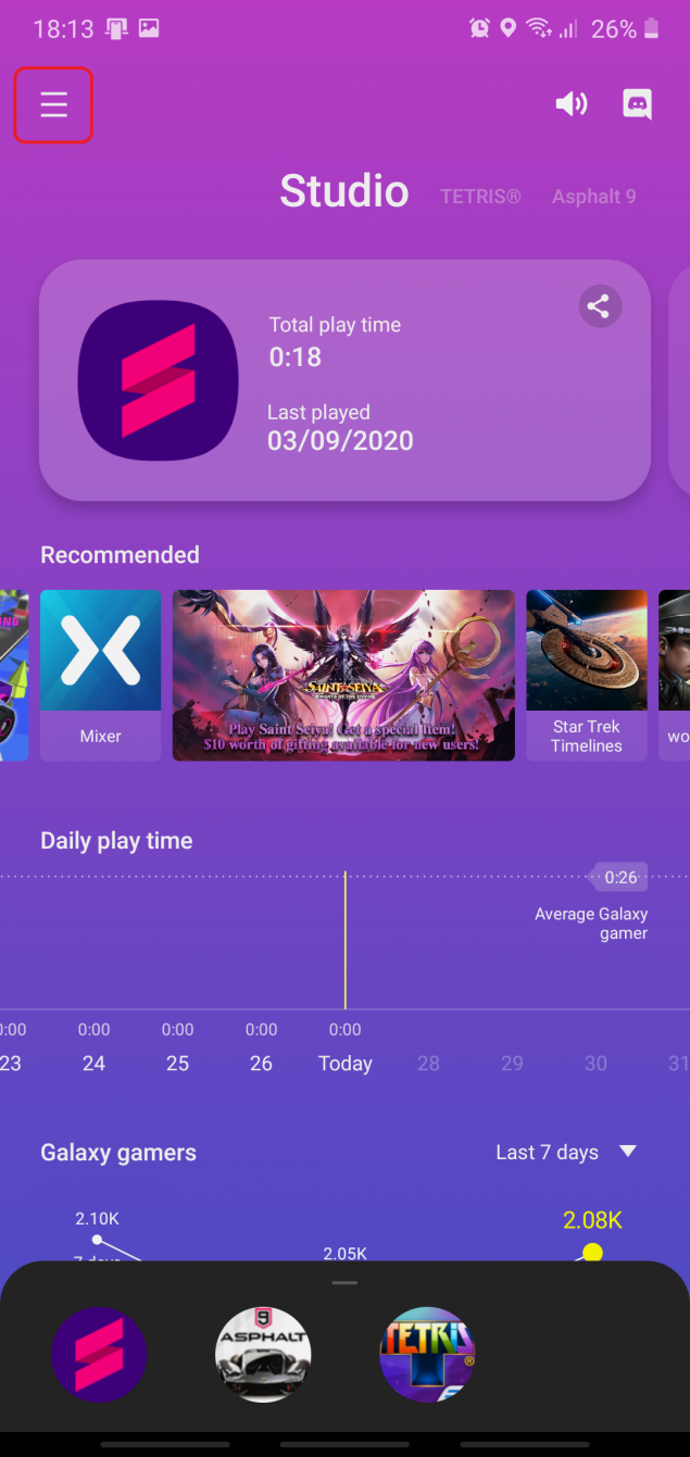 notifiche samsung game launcher