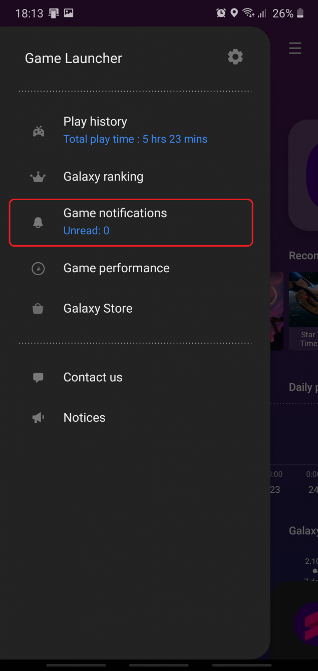 notifiche samsung game launcher