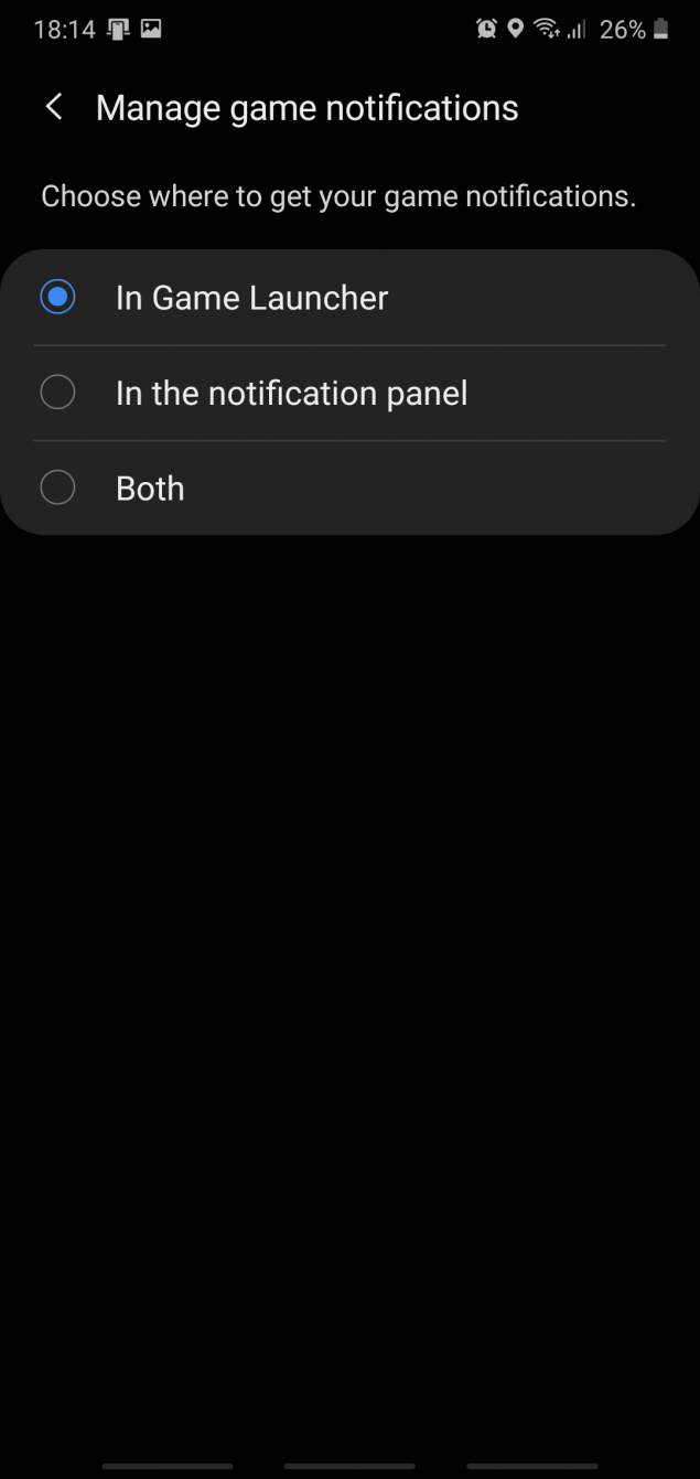 notifiche samsung game launcher