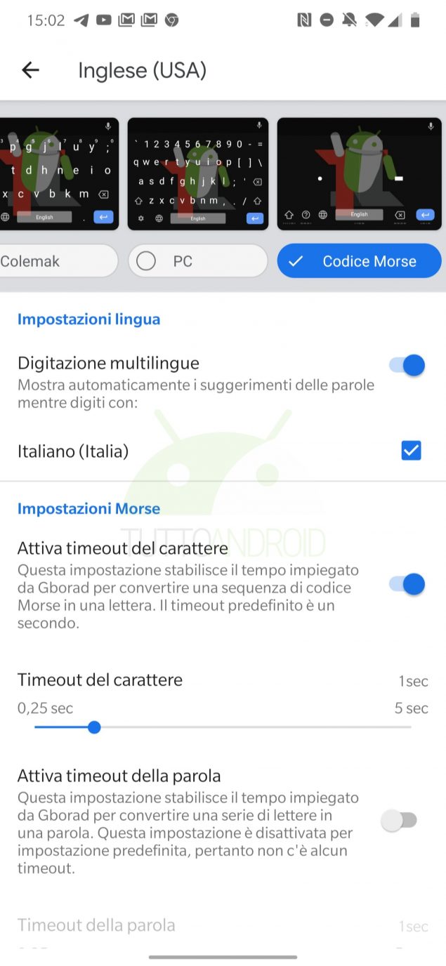 Gboard Tastiera di Google codice morse