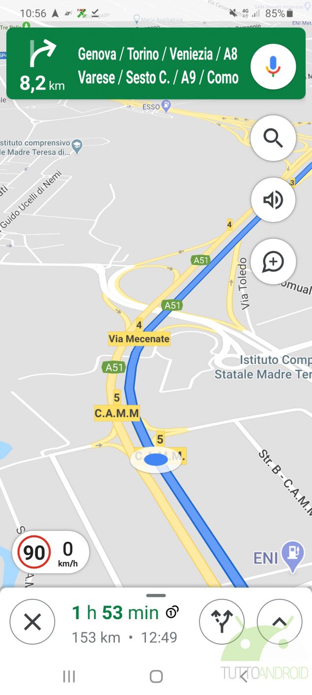google maps limite di velocità indicatore