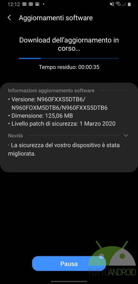 samsung galaxy note 9 patch marzo 2020