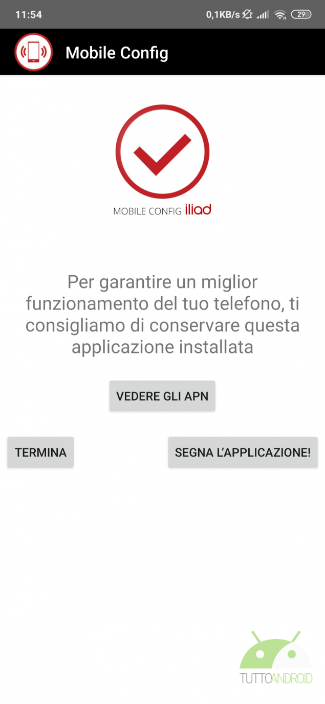 mobile config app iliad