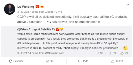 Xiaomi Mi Note 10 uscirà dal listino per far posto a modelli 5G