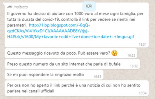 1000 euro al mese famiglia nuovo modulo autocertificazione whatsapp bufala coronavirus
