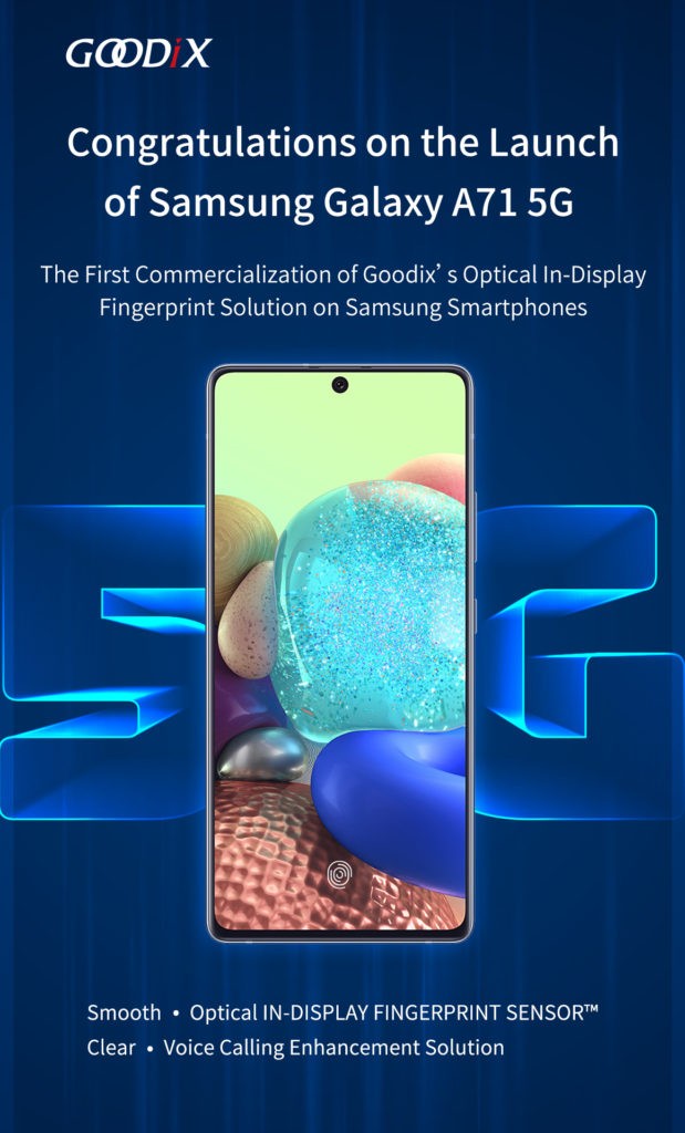 Galaxy A71 5G lettore impronte In-Display Goodix