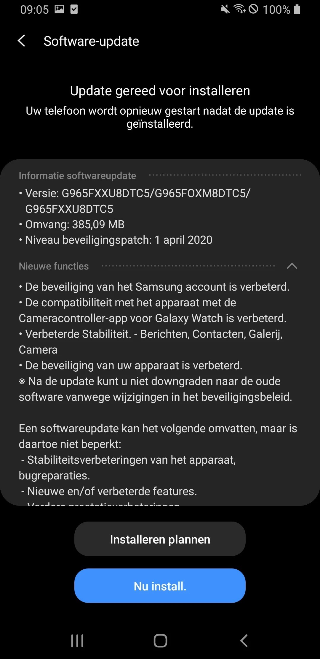 Samsung Galaxy S9+ aggiornamento patch di sicurezza aprile 2020