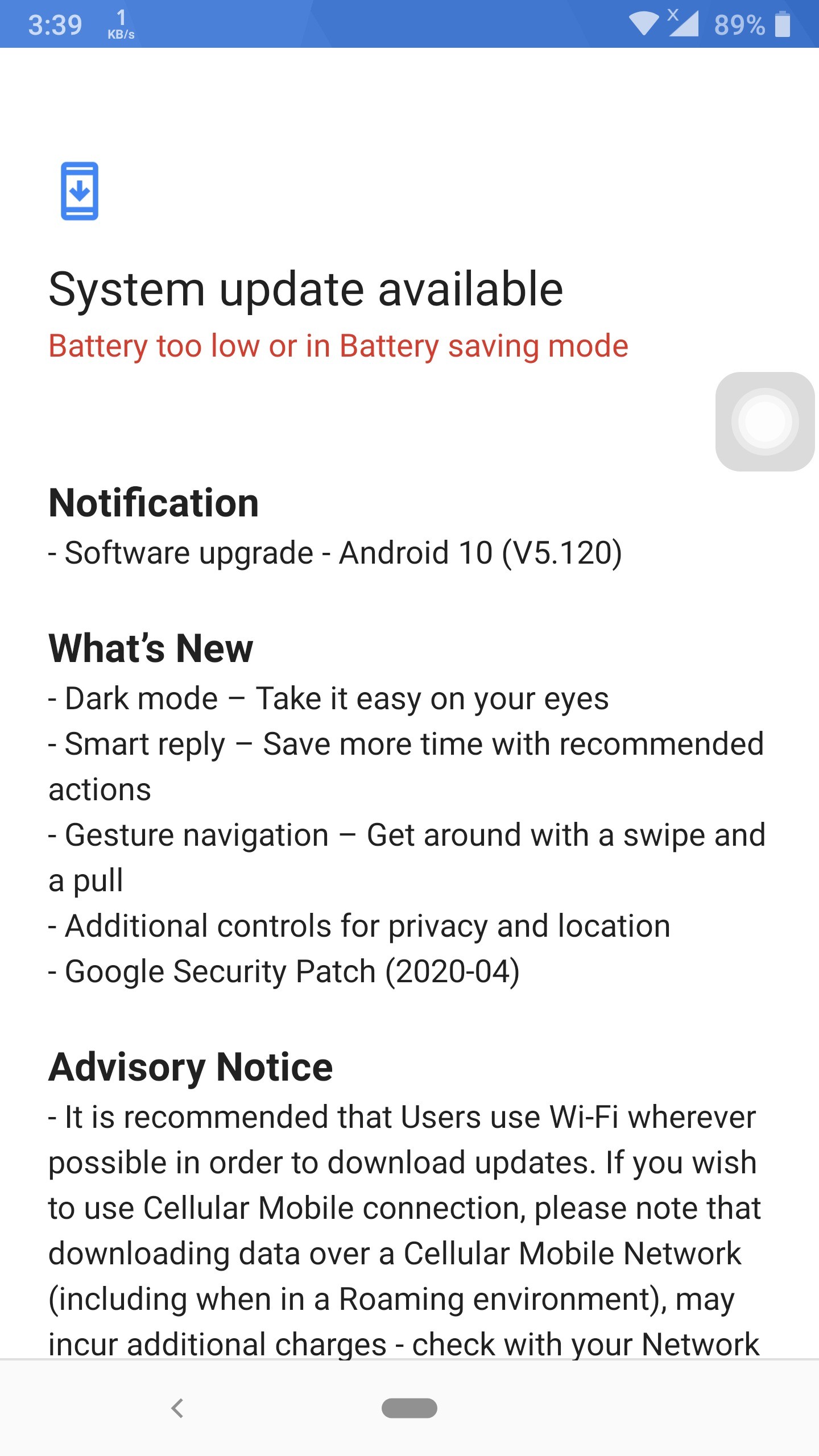 Nokia 8 Sirocco aggiornamento Android 10