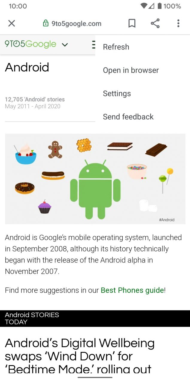 app google beta android tv browser in-app impostazioni