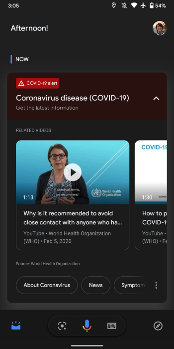 Google Assistant Coronavirus