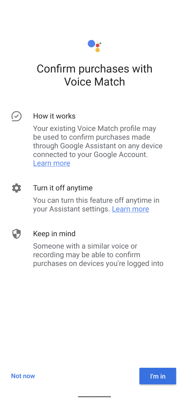 Google Assistant Voice Match