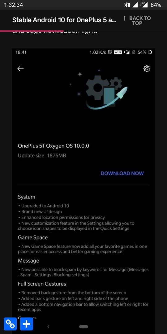 oneplus 5t android 10 oxygenos 10 aggiornamento