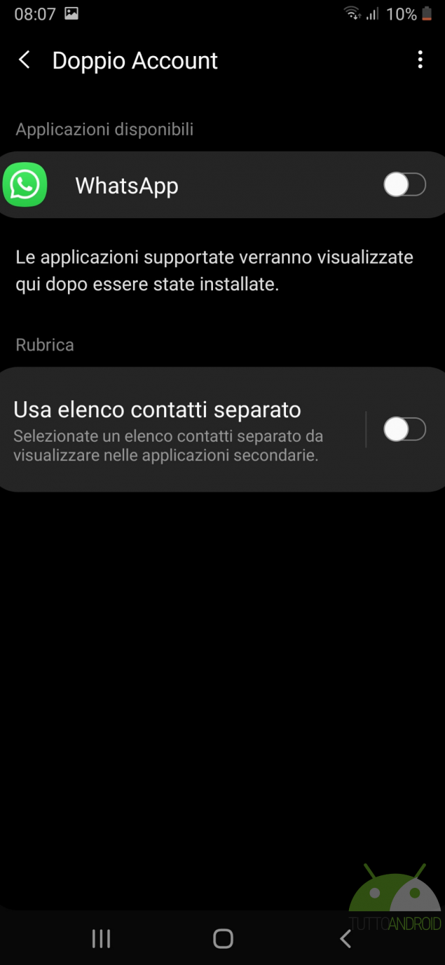 Doppio account WhatsApp