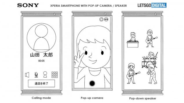 sony smartphone fotocamera speaker pop-up brevetto