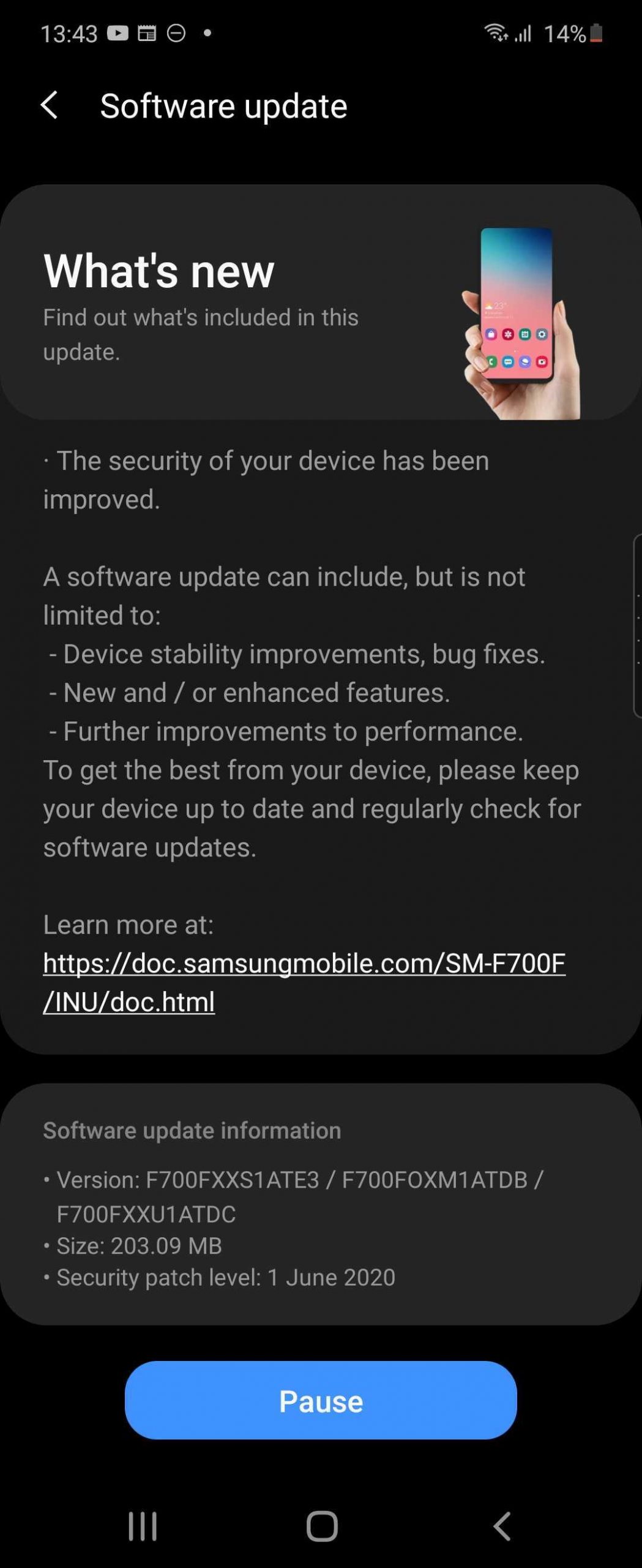 Samsung Galaxy Z Flip aggiornamento patch di sicurezza giugno 2020