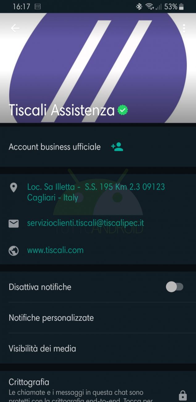 Tiscali assistenza WhatsApp
