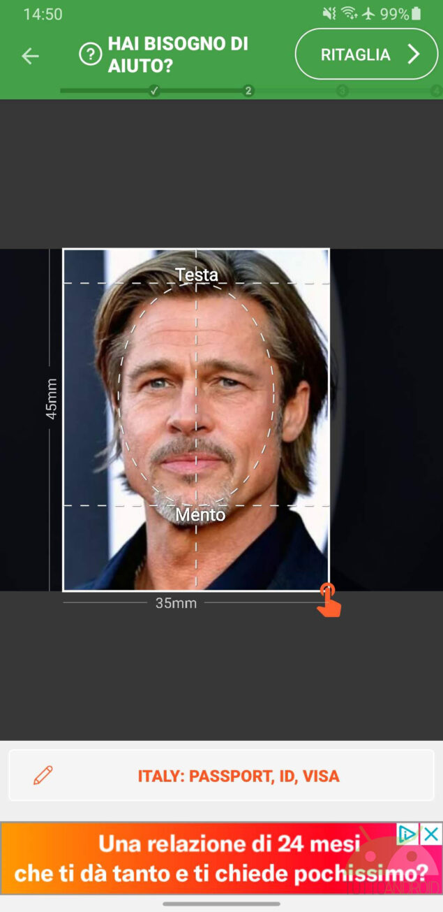 come creare fototessera smartphone android
