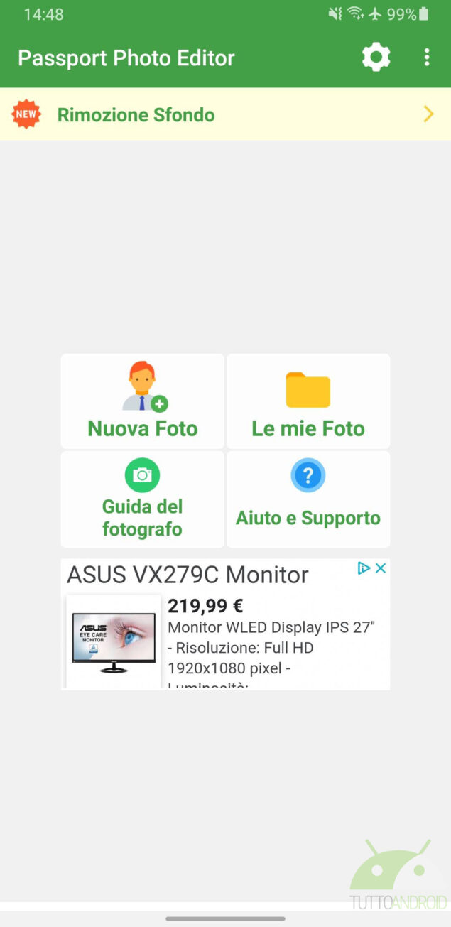 come creare fototessera smartphone android