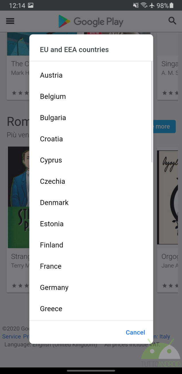 google play store contenuti paesi europei