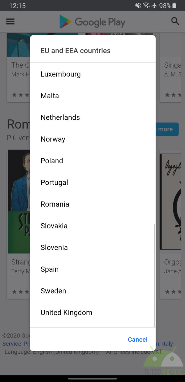 google play store contenuti paesi europei