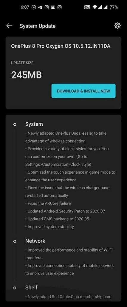 oneplus 8 pro 10.5.9 10.5.11 aggiornamento