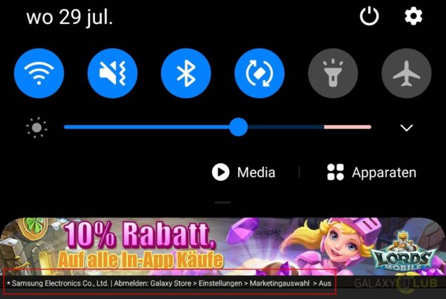 samsung galaxy store pubblicità disattivare