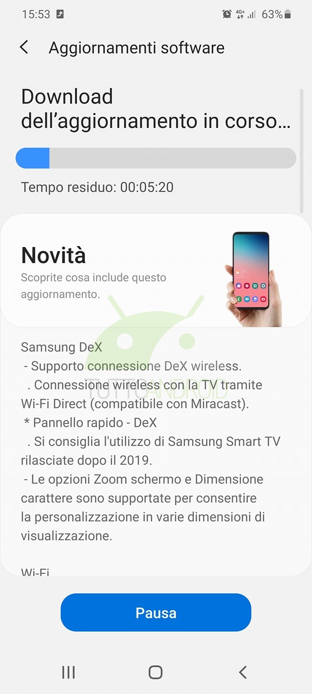 Samsung Galaxy S20 aggiornamento One UI 2.5