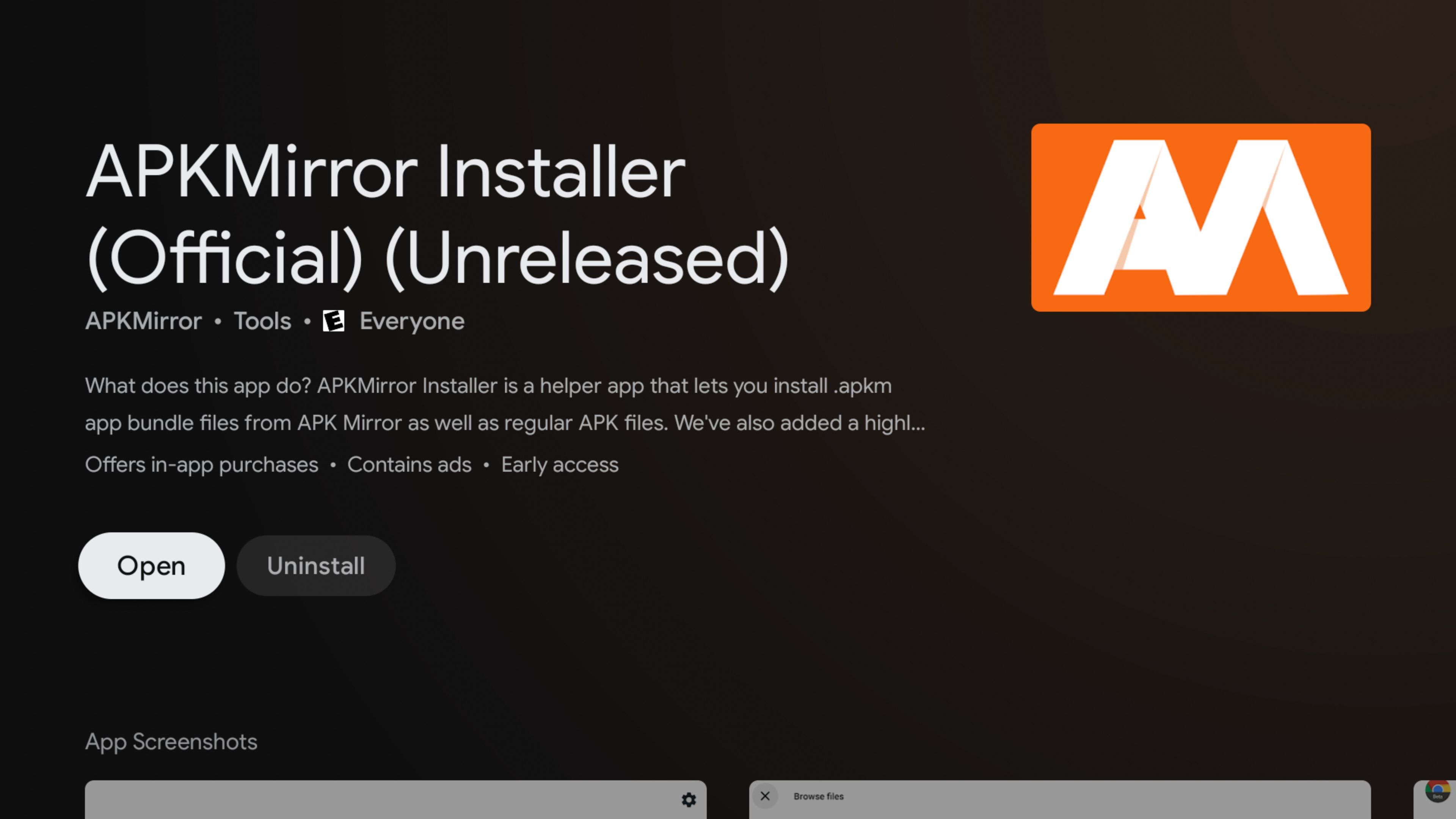 L'app APKMirror Installer è disponibile su Android TV