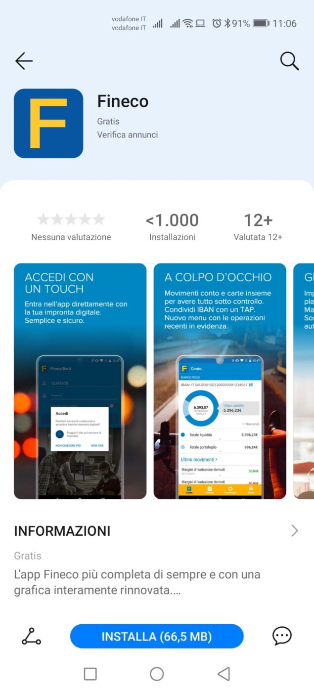 App FINECO Huawei AppGallery